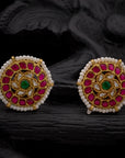 ROYAL RUBY PEARL STUDS