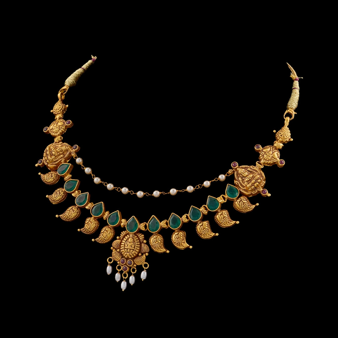 LAKSHMI EMERALD LEAF NECKLACE