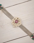 ROYAL RUBY PEARL ANTIQUE SILVER ANKLET