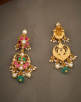 ANTIQUE RUBY FLORAL PEARL DROP EARRINGS