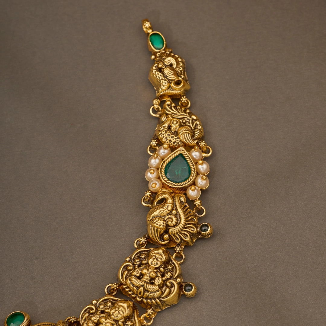 EMERALD LAKSHMI NAKSHI NECKLACE