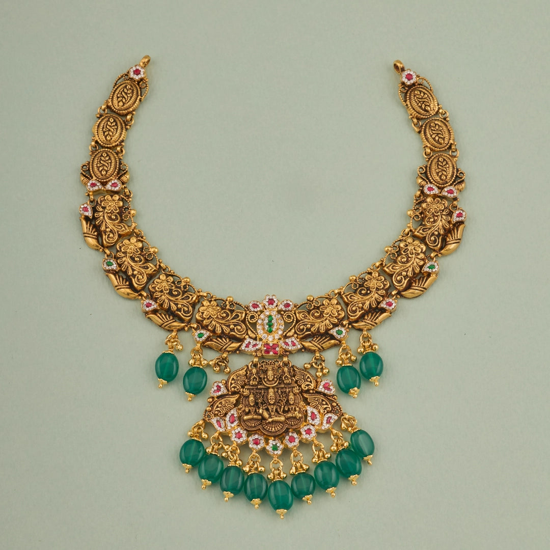LAKSHMI EMERALD BEADS NECKLACE