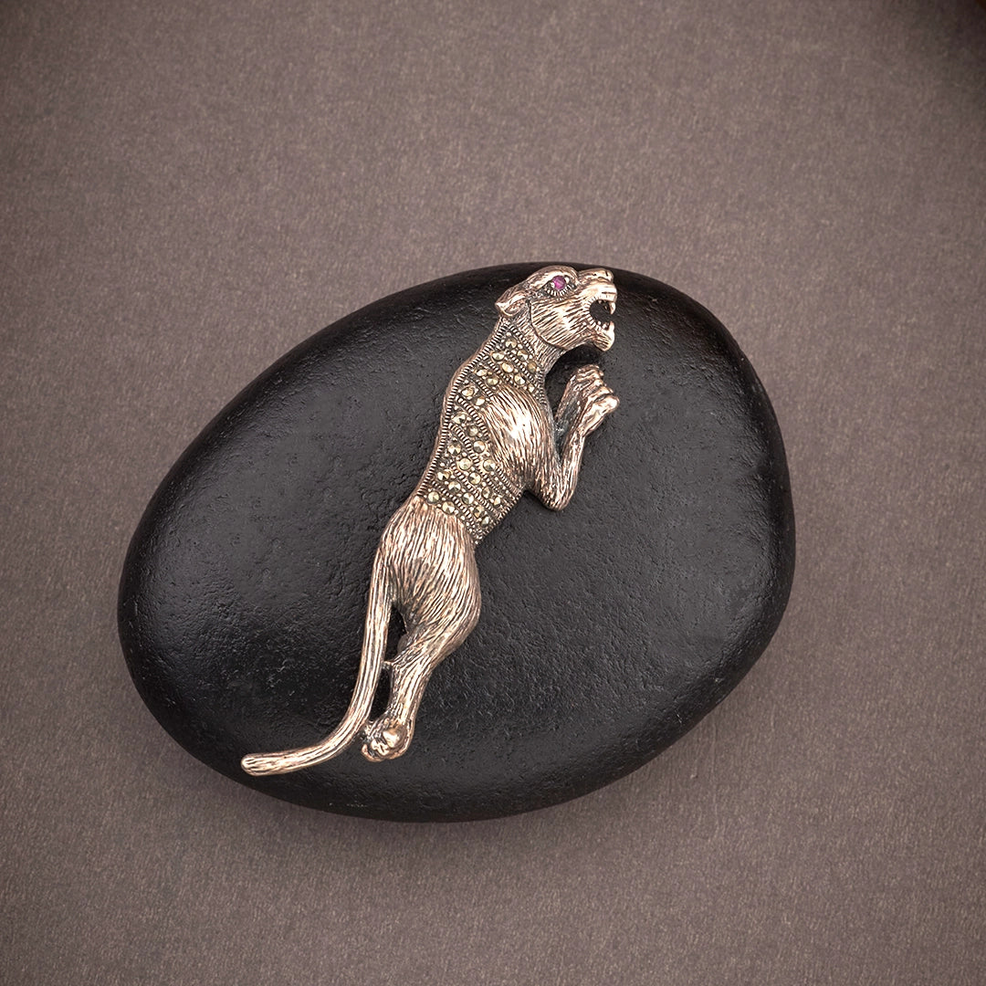 ROYAL PANTHER SILVER BROOCH
