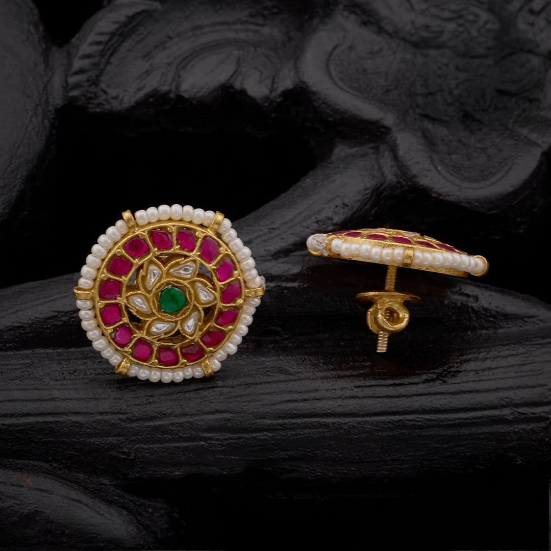 ROYAL RUBY PEARL STUDS
