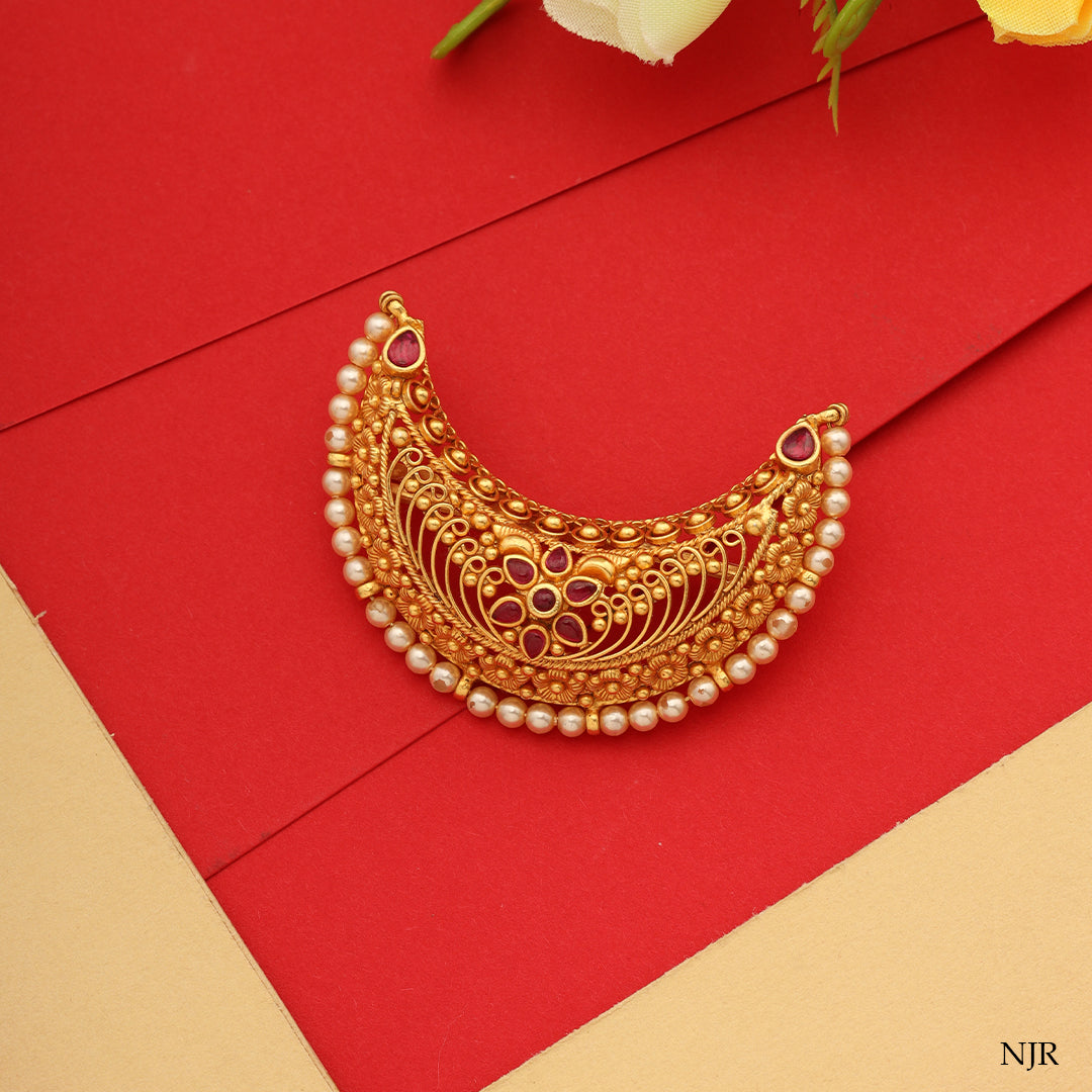 HALF MOON PEARL HAIR BROOCH