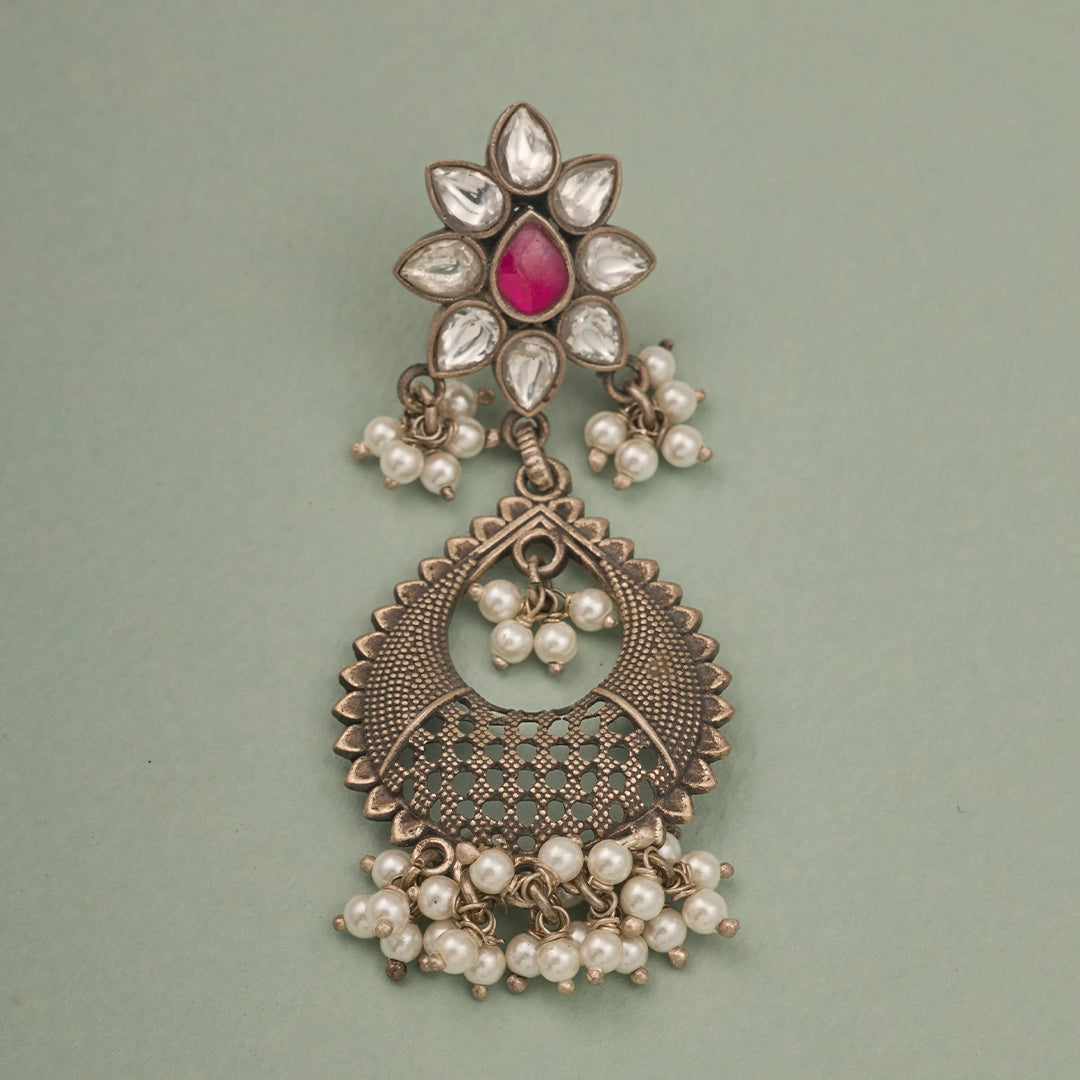VINTAGE FLORAL PEARL DROP EARRING