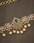 BRIDAL CZ PEARL DROP WAIST BELT
