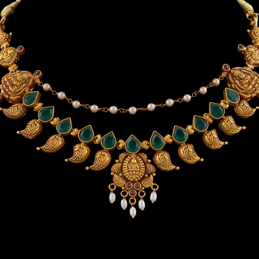LAKSHMI EMERALD LEAF NECKLACE
