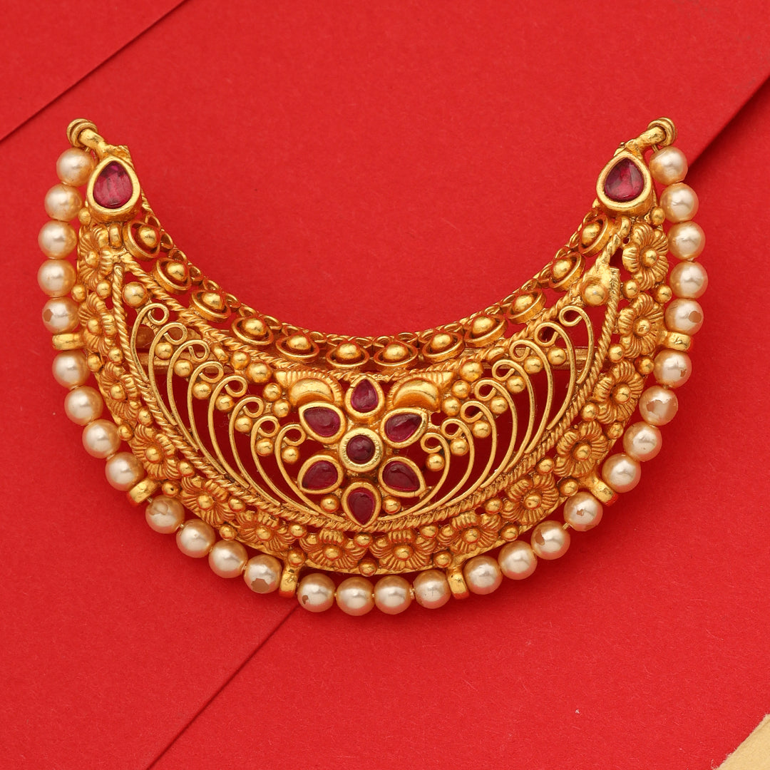 HALF MOON PEARL HAIR BROOCH