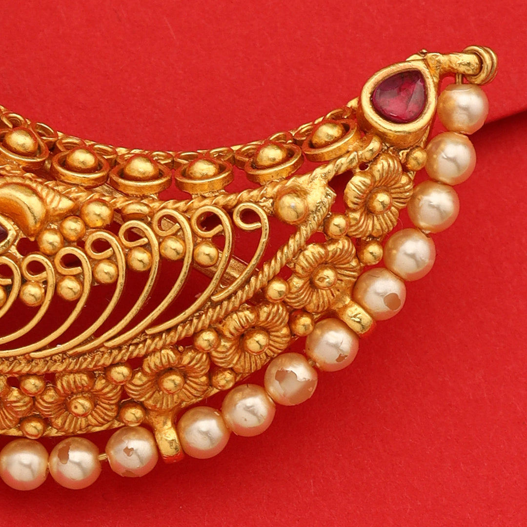 HALF MOON PEARL HAIR BROOCH