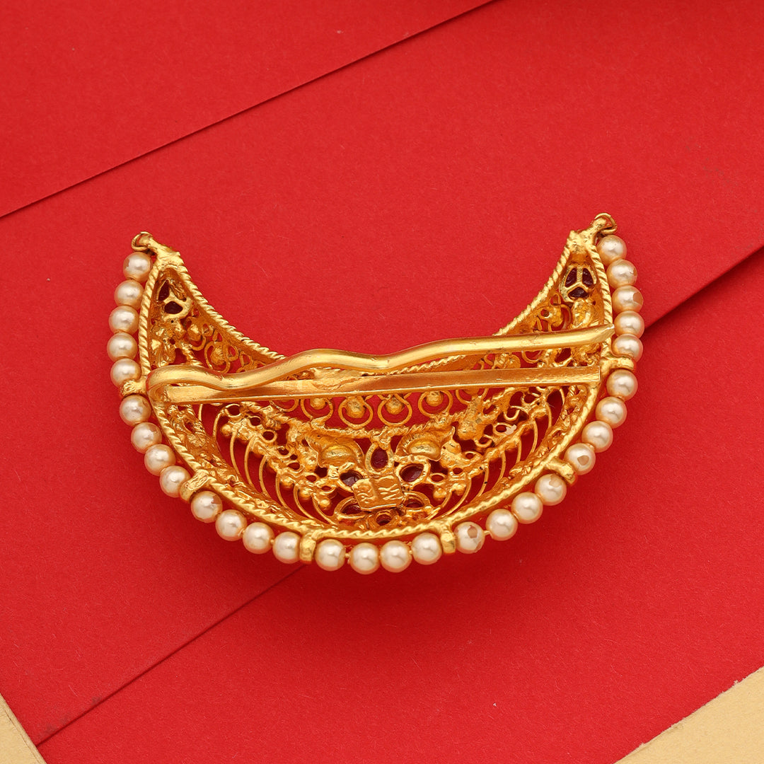 HALF MOON PEARL HAIR BROOCH