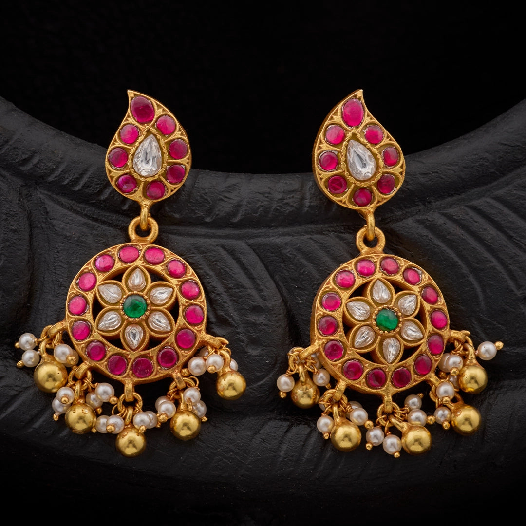 RAJWADI RUBY BLOOM EARRINGS