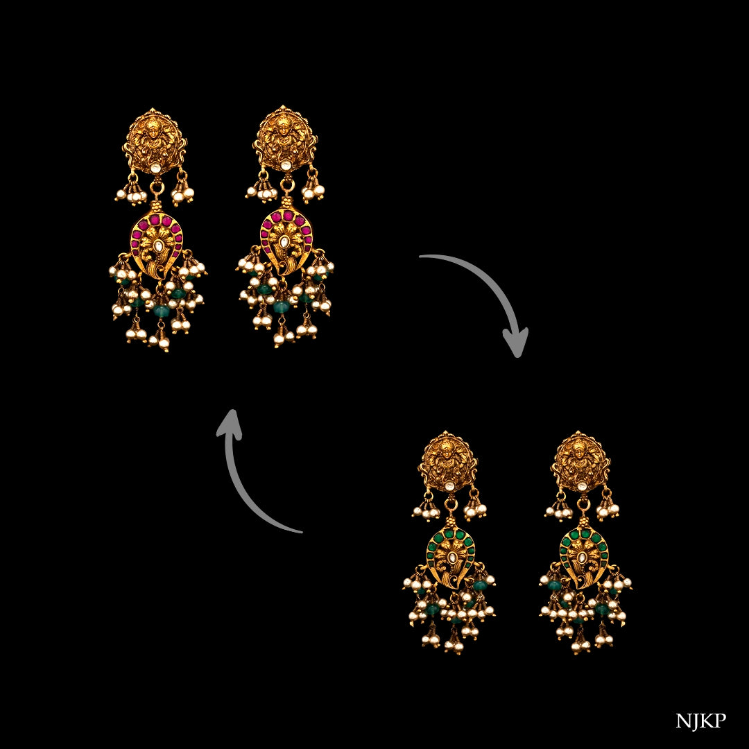 LAKSHMI MAYURA 2 IN 1 EARRINGS