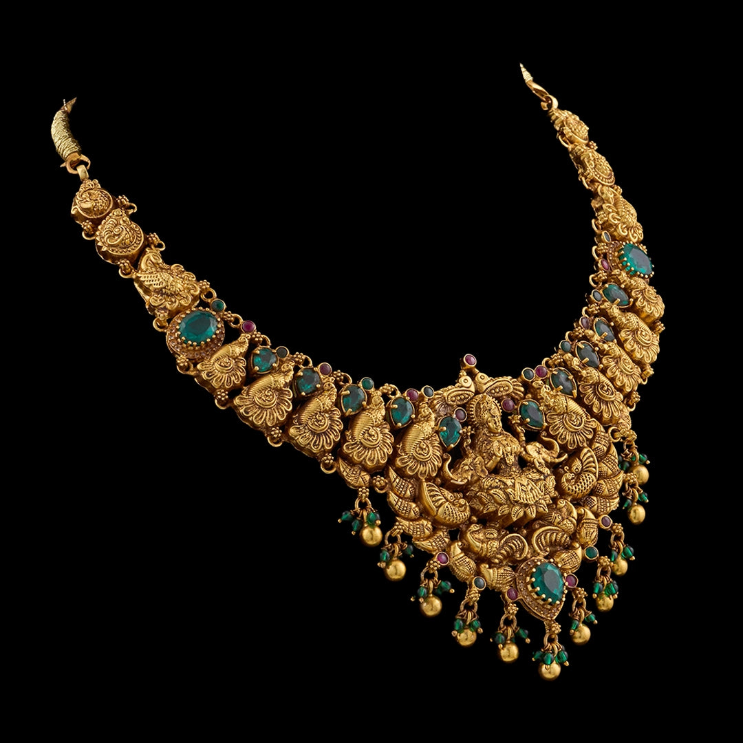LAKSHMI RATNA PEACOCK TEMPLE NECKLACE