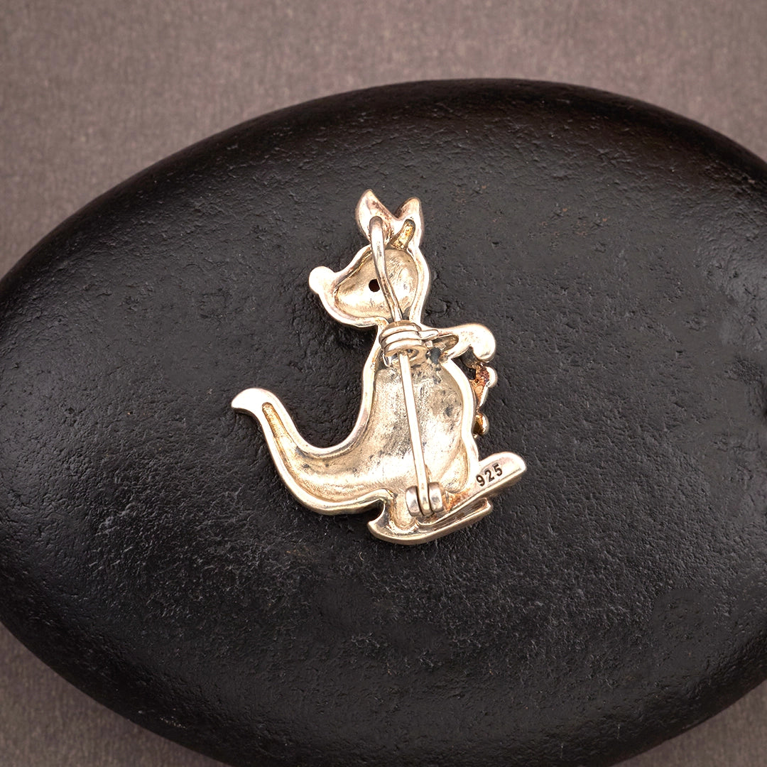 ANTIQUE KANGAROO SILVER BROOCH
