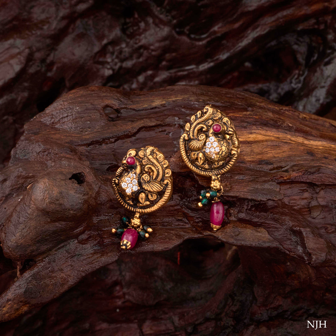ANTIQUE PEACOCK EARRINGS