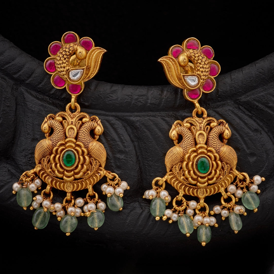 MAYURA EAMERALD PEARL EARRINGS
