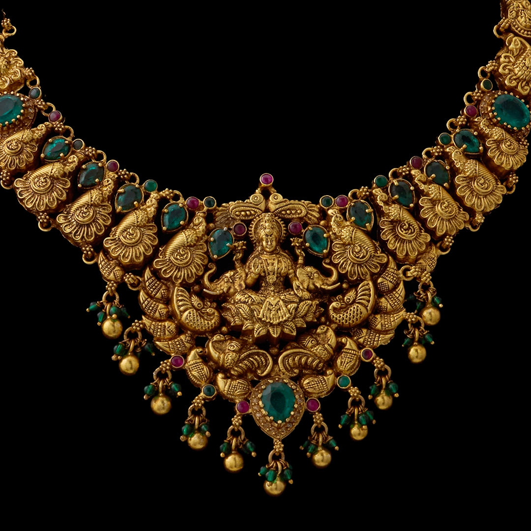 LAKSHMI RATNA PEACOCK TEMPLE NECKLACE