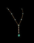 SILVER Y-NECKLACE WITH GREEN STONE