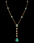 SILVER Y-NECKLACE WITH GREEN STONE