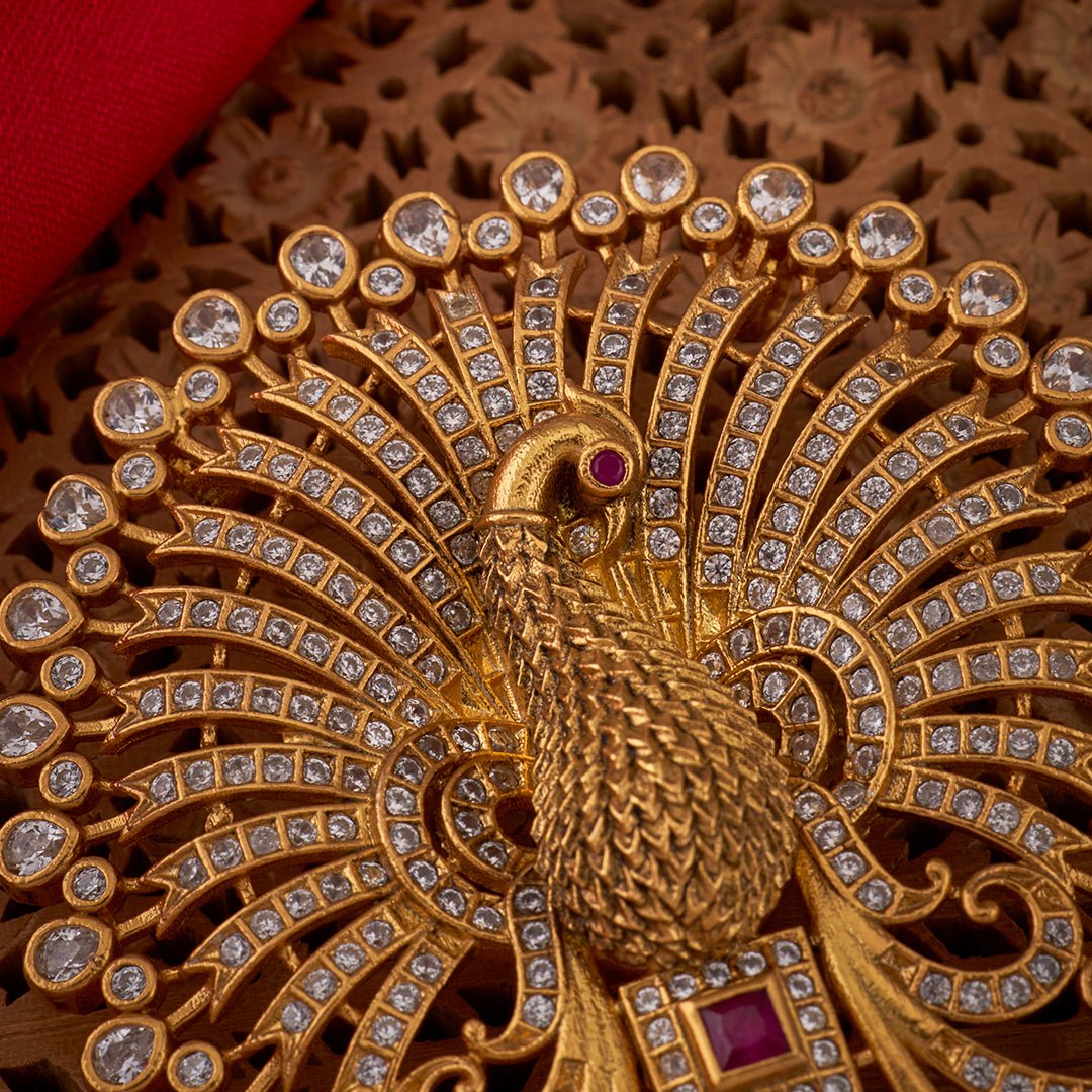 STONE STUDDED PEACOCK PENDANT