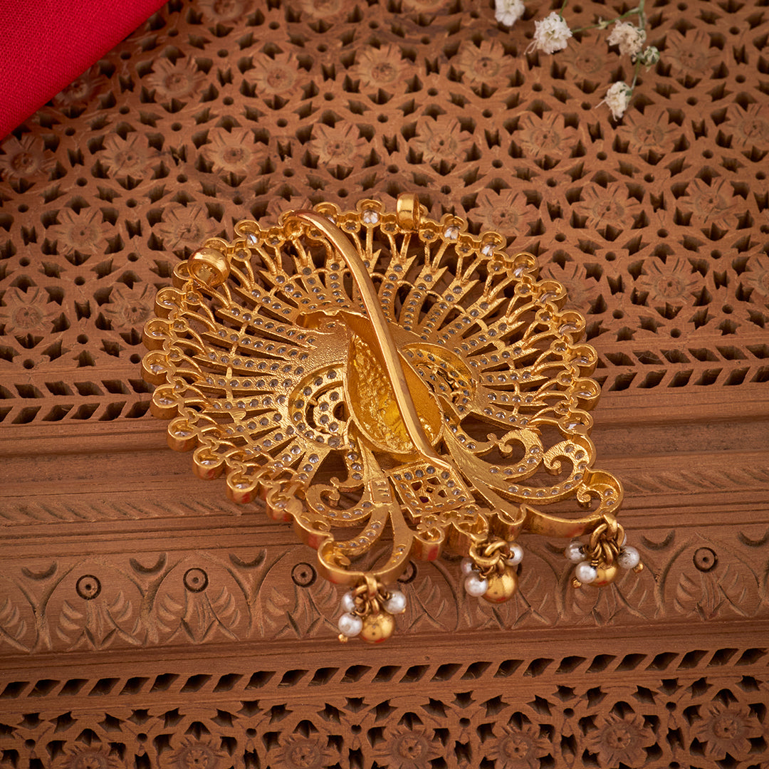 STONE STUDDED PEACOCK PENDANT