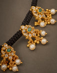 TRADITIONAL EMERALD BLACK THREAD NECKLACE