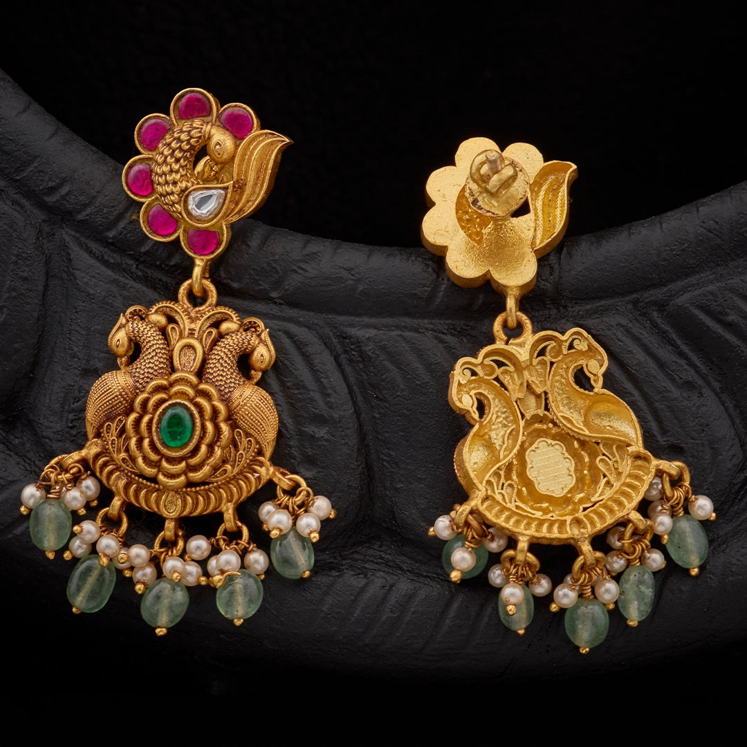MAYURA EAMERALD PEARL EARRINGS