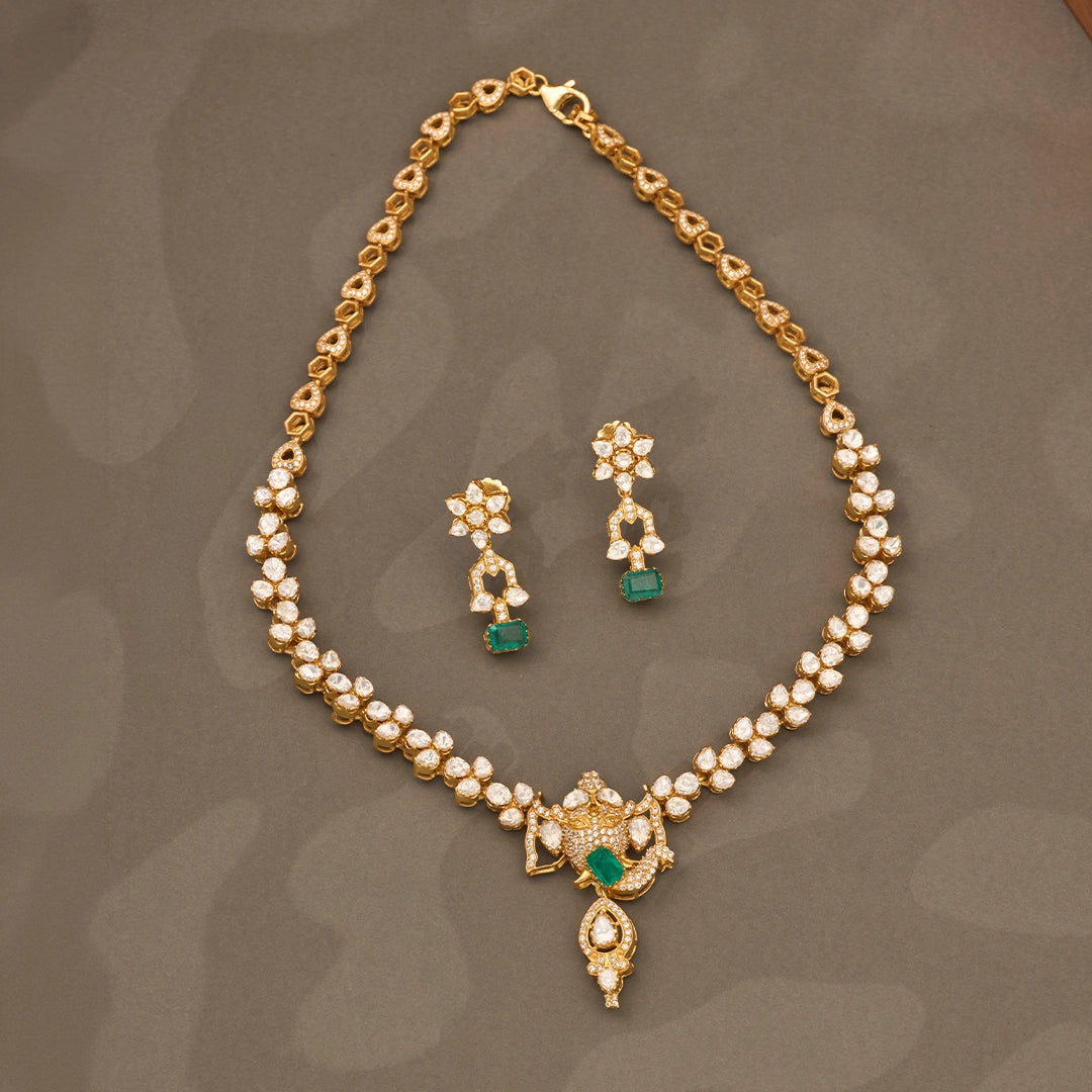 EMERALD GANESHA CZ NECKLACE SET