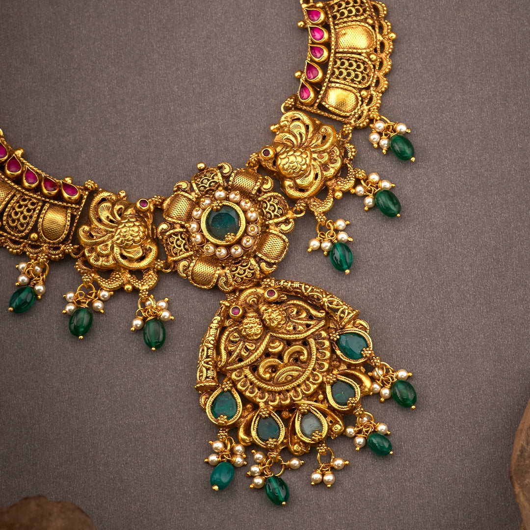 MAYURA GREEN ANTIQUE NECKLACE
