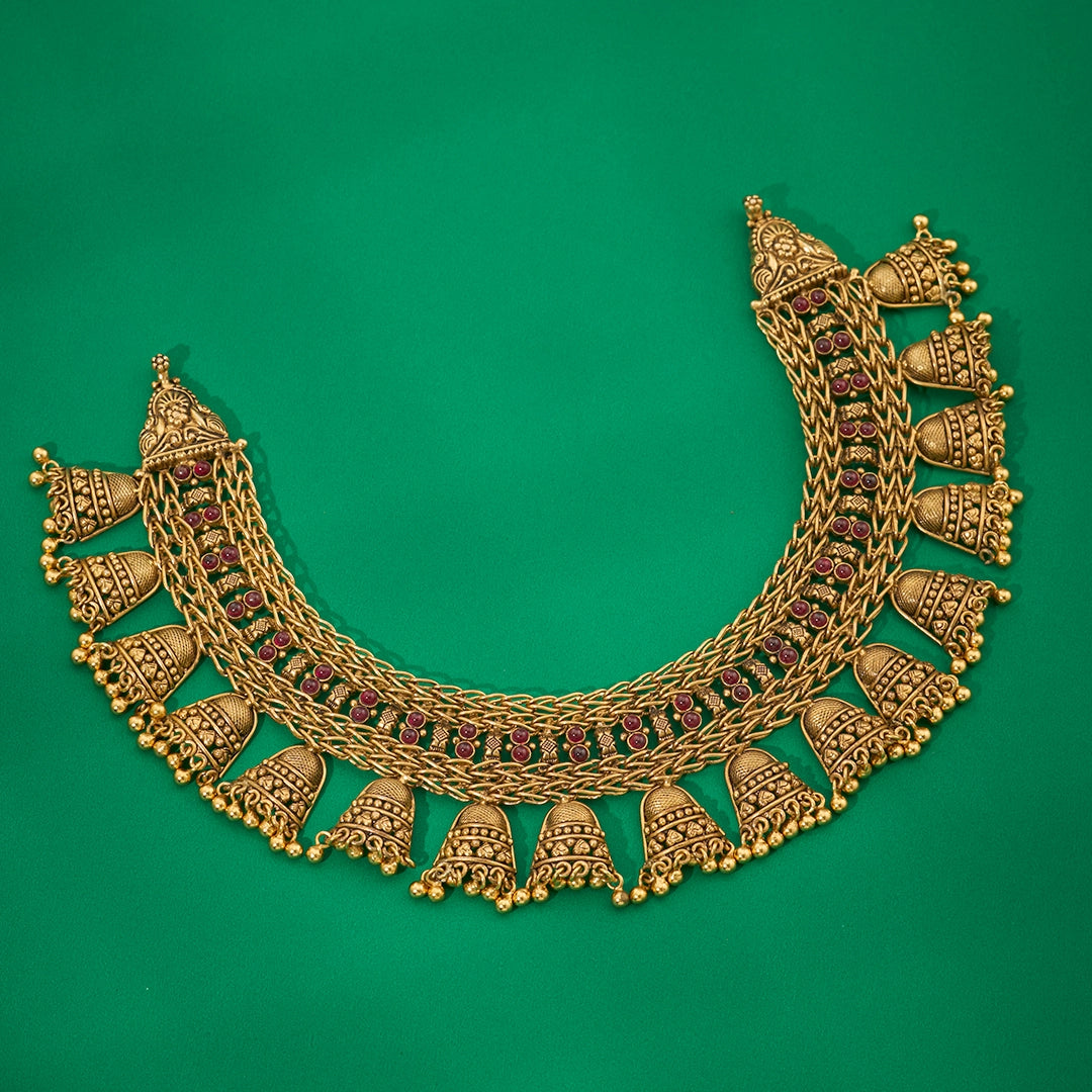 ANTIQUE RUBY JHUMKA NECKLACE