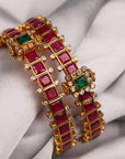 SILVER  RUBY STONES BANGLES