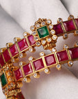 SILVER  RUBY STONES BANGLES