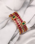 SILVER  RUBY STONES BANGLES