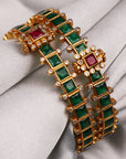 SILVER EMERALD STONE BANGLES