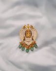 SILVER ANTIQUE LAKSHMI PEACOCK PENDANT WITH EMERALD DROPS