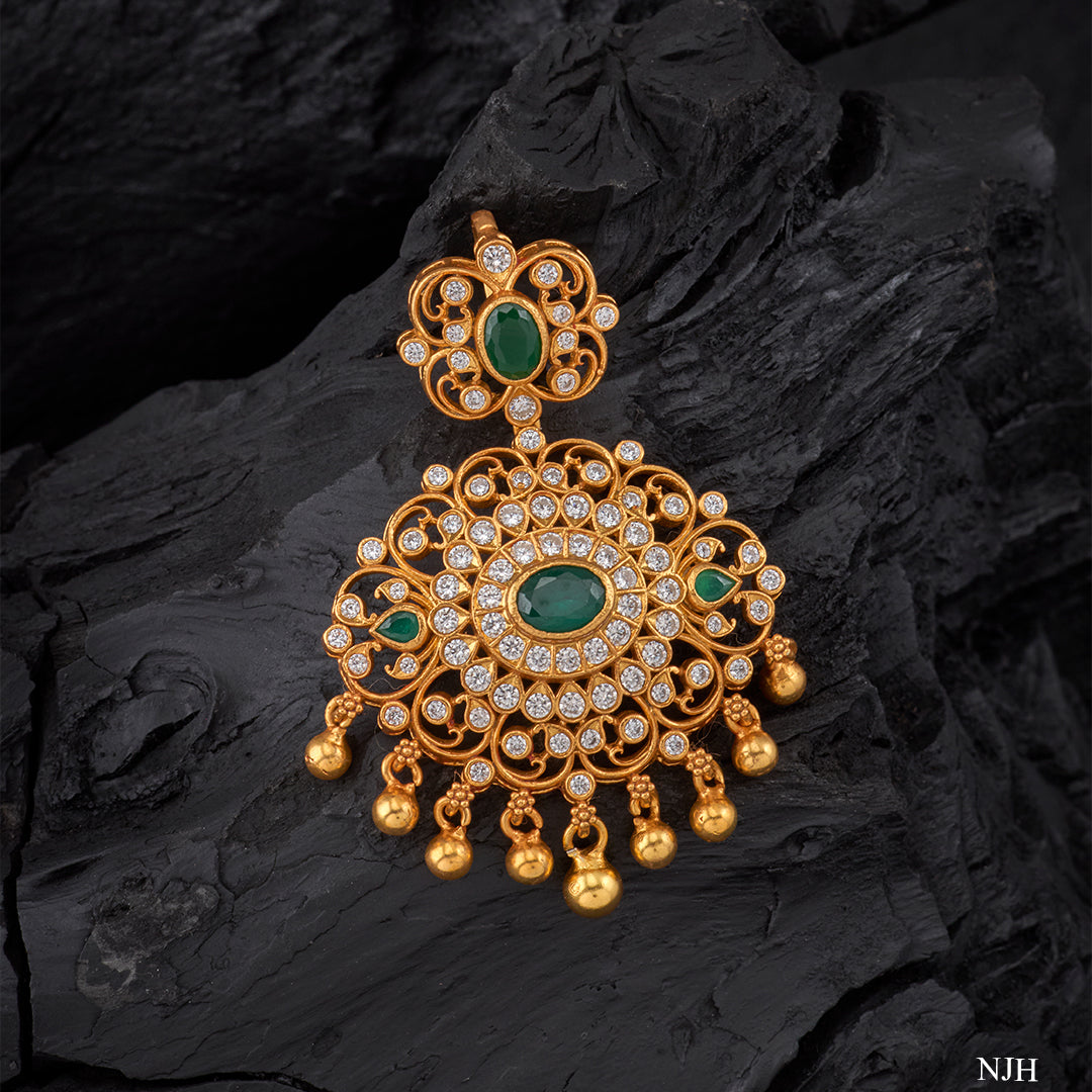 TEMPLE STYLE GREEN STONE PENDANT