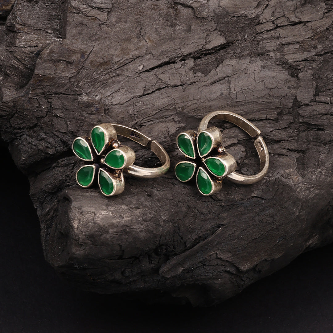 GREEN BLOOM TOE RING