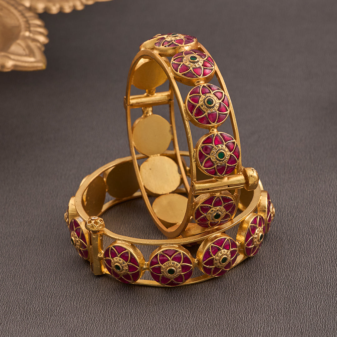 LOTUS KUNDAN BANGLES