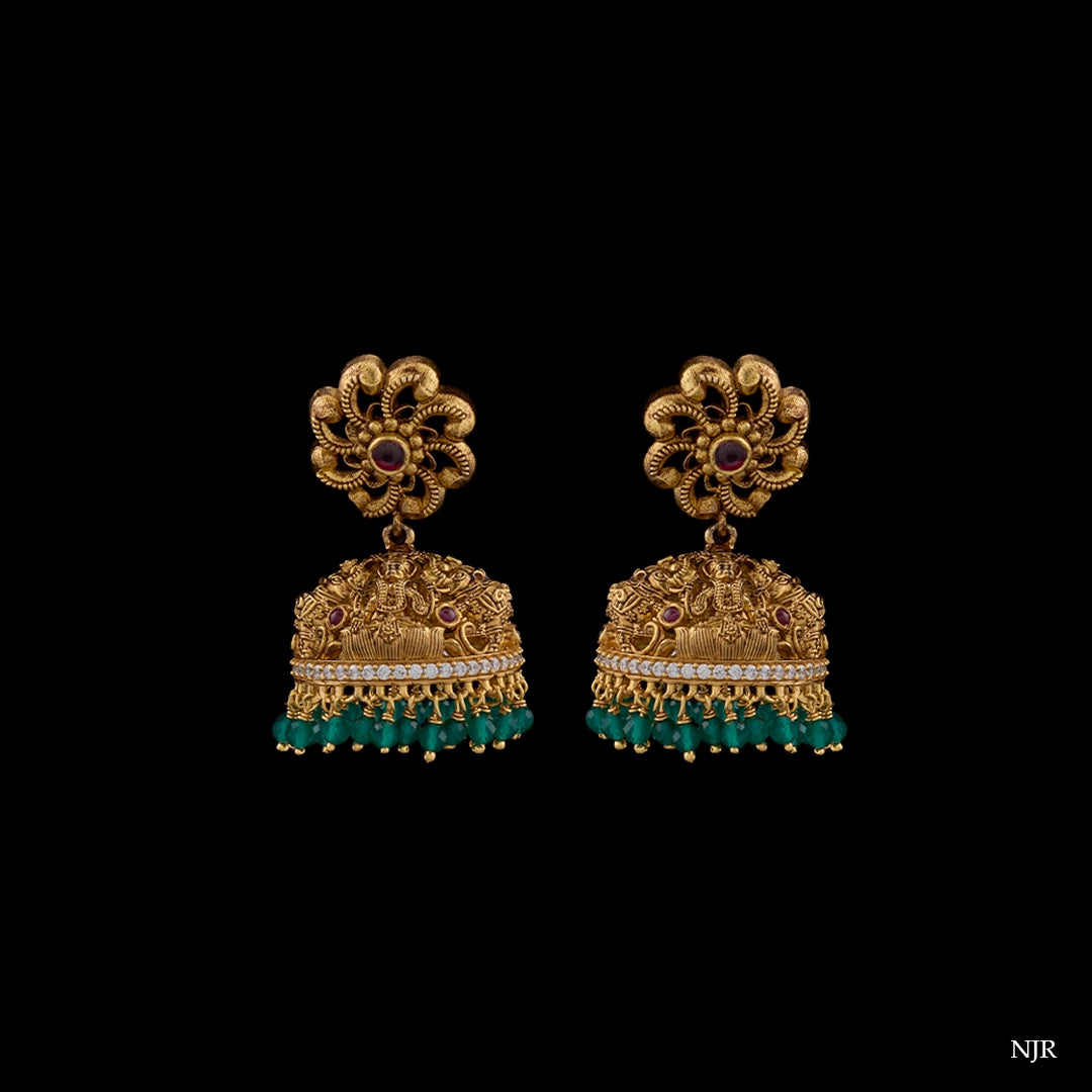 ROYAL ANTIQUE EMERALD DOME JHUMKA