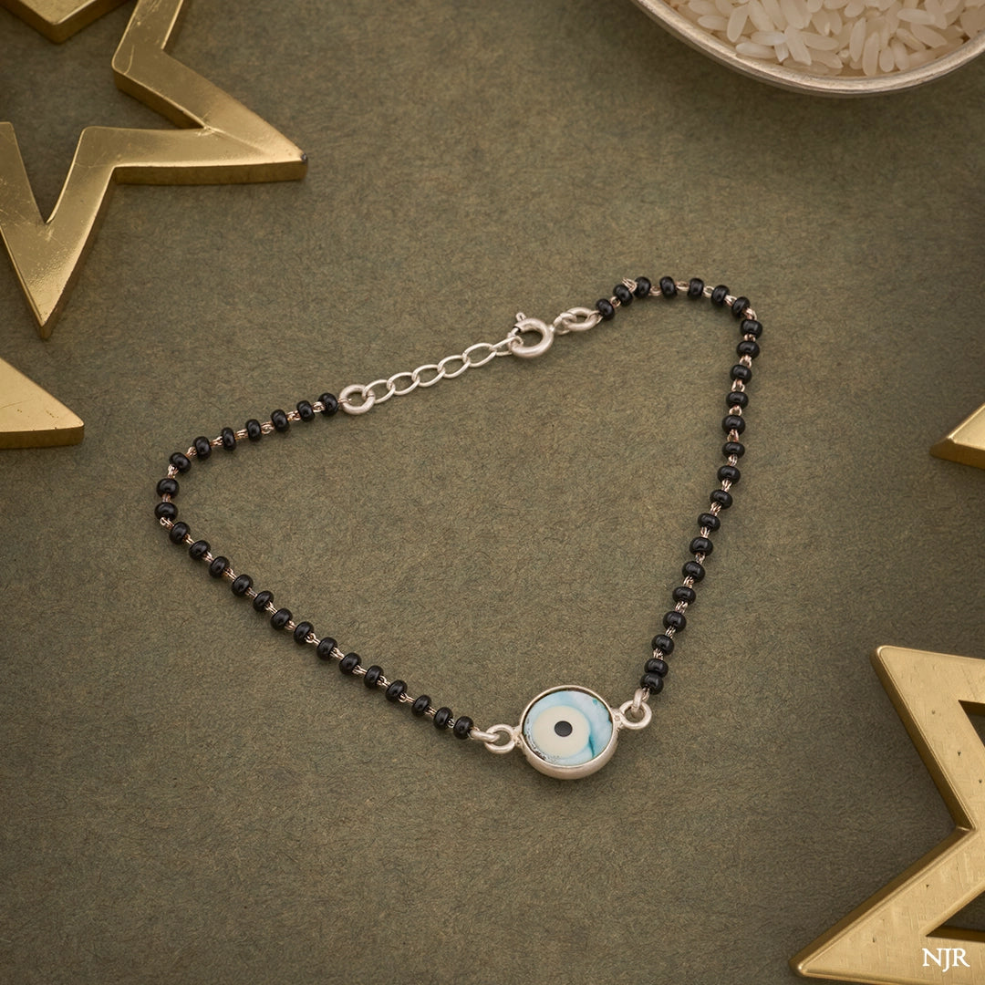 BLACK BEAD NAZAR BRACELET
