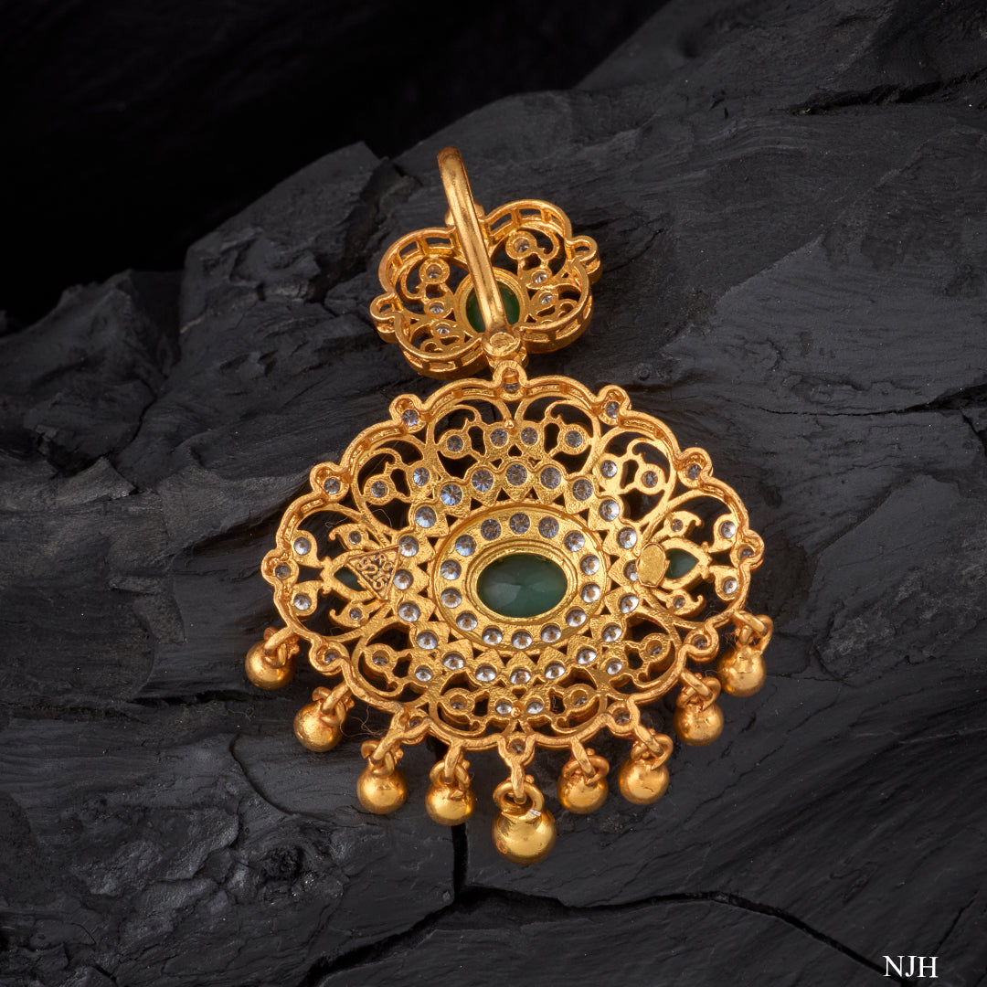 TEMPLE STYLE GREEN STONE PENDANT