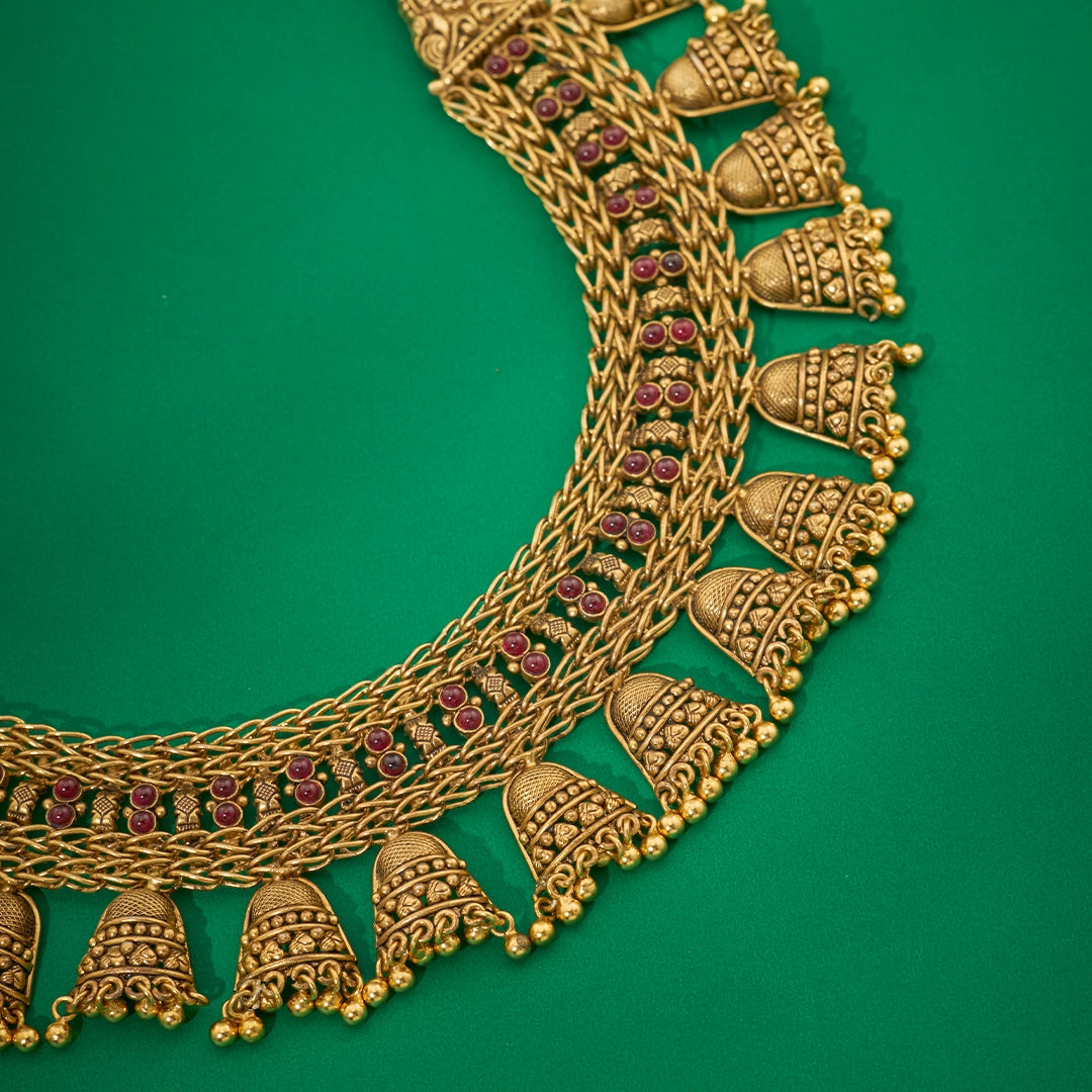 ANTIQUE RUBY JHUMKA NECKLACE