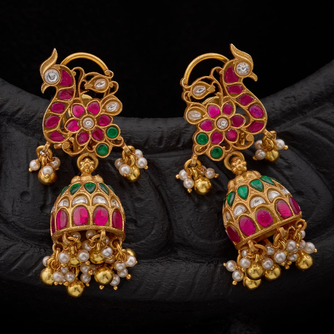 MAYURA RUBY EMERALD JHUMKAS