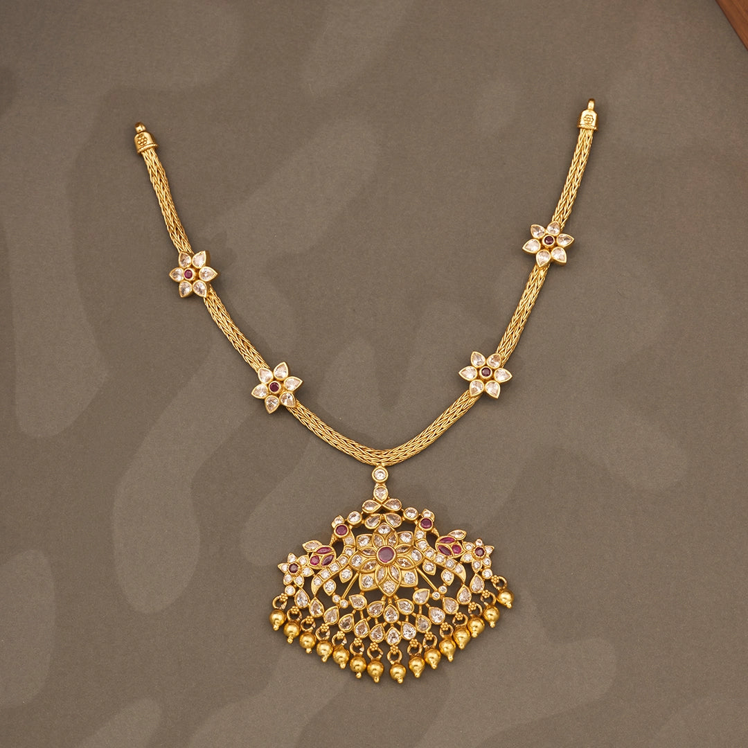 CZ BLOSSOM RUBY NECKLACE SET