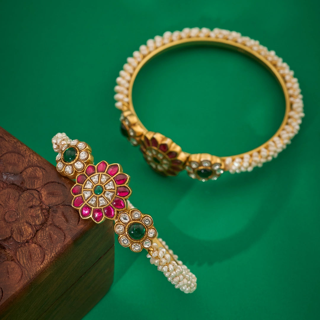 RUBY BLOOMS PEARL BANGLE