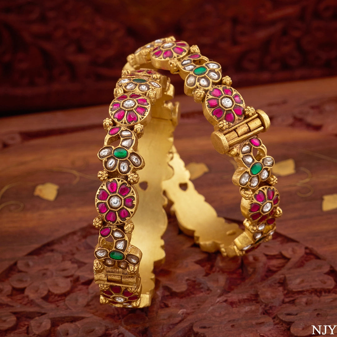 VINTAGE RUBY PETAL BANGLES