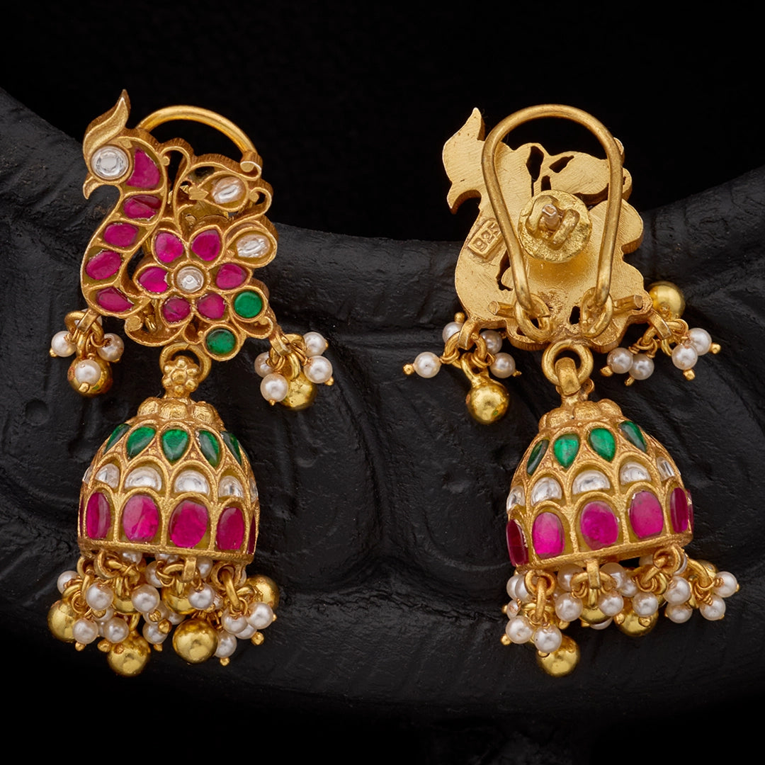 MAYURA RUBY EMERALD JHUMKAS