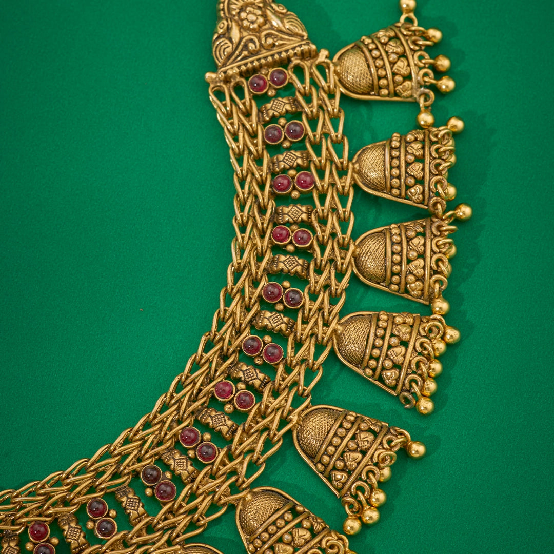 ANTIQUE RUBY JHUMKA NECKLACE