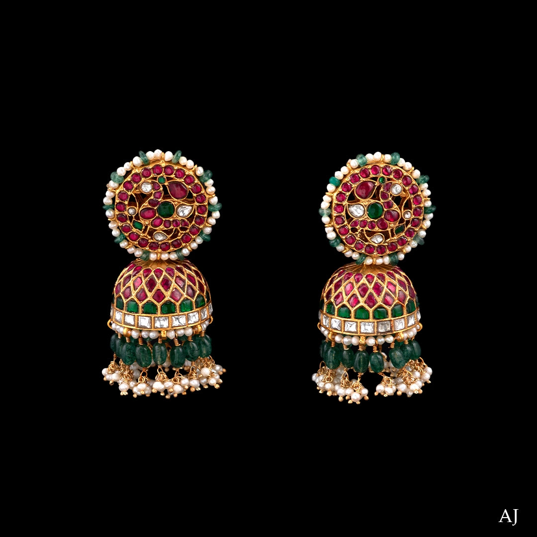 KUNDAN FLORAL LATTICE JHUMKA